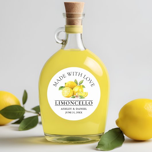 Wasserfarben Lemons Wedding Liebe Limoncello Runder Aufkleber
