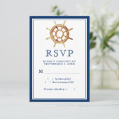 Wasserfarben-Lenkrad für Nautische Streifen RSVP Karte (Stehend Vorderseite)