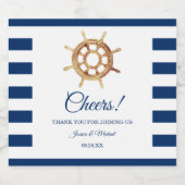 Wasserfarben-Lenkrad für Nautische Streifen Schaumweinetikett (Einzelnes Label)