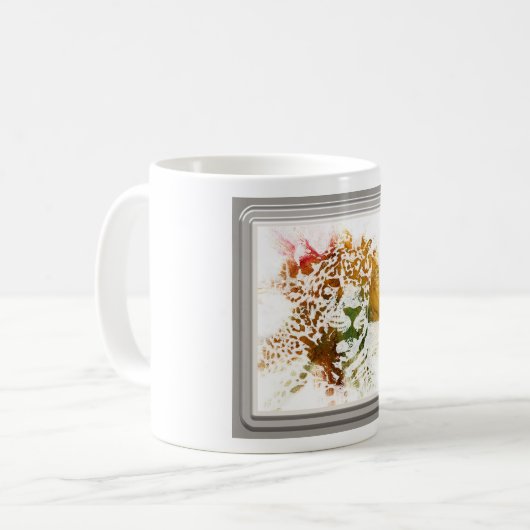 Wasserfarben - Leopard Kaffeetasse (Vorderseite Links)