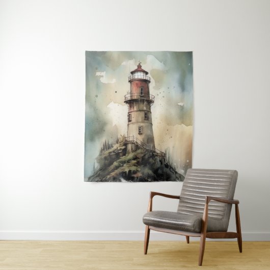 Wasserfarben Leuchtturm Mauer Tapisserie Dekoratio Wandteppich (Beispiel)