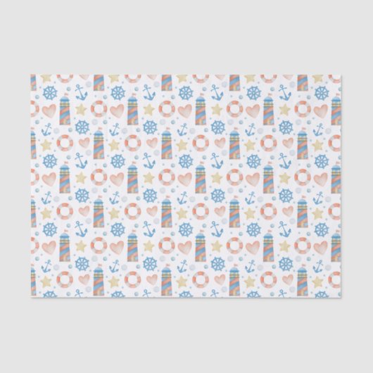 Wasserfarben-Leuchtturm Seidenpapier (Vorderseite)