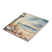 Wasserfarben Leuchtturm und Strand Fliese (Seite)