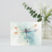 Wasserfarben-Libelle Postkarte (Stehend Vorderseite)
