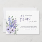 Wasserfarben Lila Blume Brautparty Rezept Karte (Vorderseite)