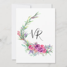 Wasserfarben lila Blumen Hochzeit Einladung zum Sp