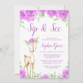 Wasserfarben Lila Blumentiergärten Einladung (Vorderseite)