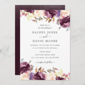 Wasserfarben Lila Blütenblut Einladung zur Hochzei (Vorne/Hinten)