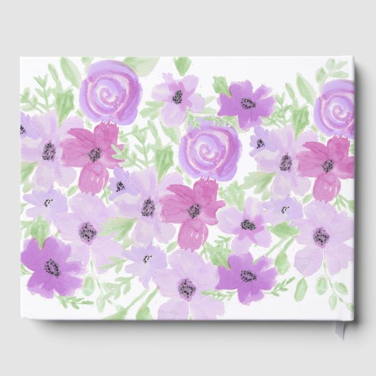 Wasserfarben Lila Blütendusche Gästebuch (Rückseite)