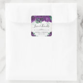 Wasserfarben Lila Glam Rose Hochzeit Quadratischer Aufkleber (Tasche)