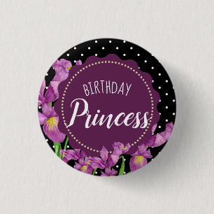 Wasserfarben Lila Iris Botanische Polka Dosen Button