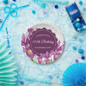Wasserfarben Lila Iris Botanische Polka Dots Pappteller (Party)
