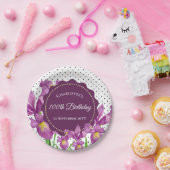 Wasserfarben Lila Iris Botanische Polka Dots Pappteller (Party)