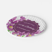 Wasserfarben Lila Iris Botanische Polka Dots Pappteller (Schrägansicht)