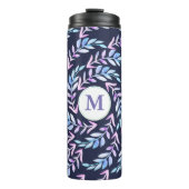 Wasserfarben Lila Laurels Foliage mit Initial Thermosbecher (Vorderseite)
