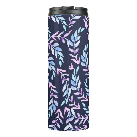 Wasserfarben Lila Laurels Foliage mit Initial Thermosbecher (Rückseite)