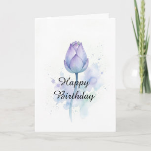 Wasserfarben-Lila-Lotus-Blumen-Geburtstagskarte Karte
