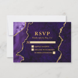 Wasserfarben Lila Marble Agate Geode Wedding Gold RSVP Karte