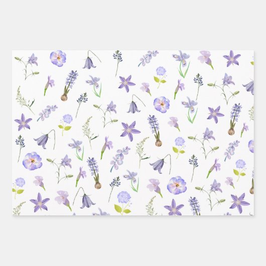 Wasserfarben Lila Rosa Blume Flora Blätter Boho (Vorderseite 2)