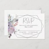 Wasserfarben Lila Silberblume Geometrische Hochzei RSVP Karte (Vorne/Hinten)