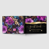 Wasserfarben Lila und Aquamarine Blume Hochzeit Gästebuch (Voll)