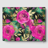 Wasserfarben Lila und Aquamarine Blume Hochzeit Gästebuch (Rückseite)