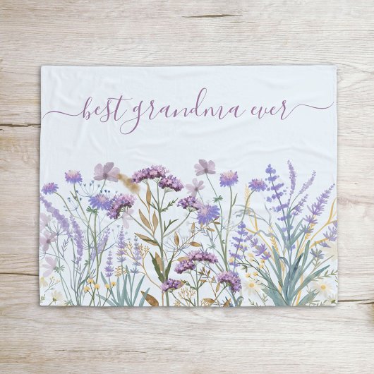 Wasserfarben-Lila Wildblume - Zitat Fleecedecke