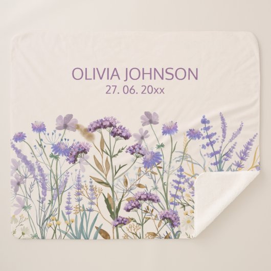 Wasserfarben-Lila Wildblume - Zitat Sherpadecke (Vorderseite (Horizontal))