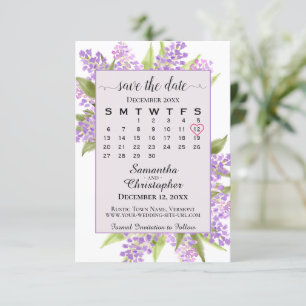 Wasserfarben Lilacs & Calendar Lavender Boho Weddi Save The Date