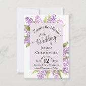 Wasserfarben Lilacs & Calligraphy Lavender Wedding Save The Date (Vorderseite)