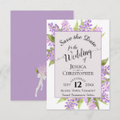 Wasserfarben Lilacs & Calligraphy Lavender Wedding Save The Date (Vorne/Hinten)