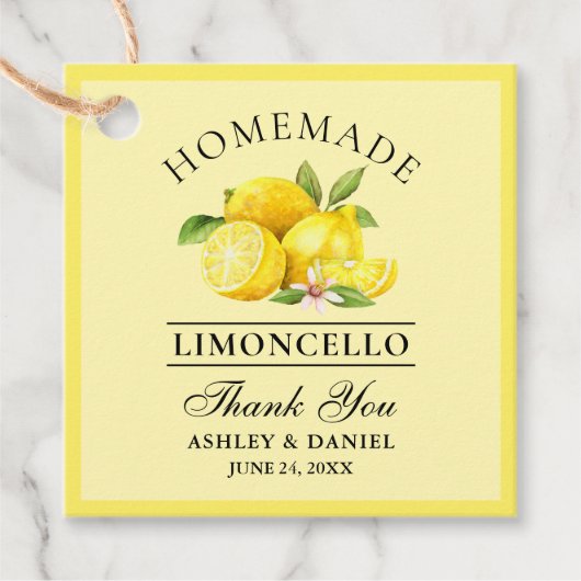 Wasserfarben Limoncello Dank Square Gelb Geschenkanhänger (Vorderseite)