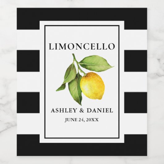 Wasserfarben Limoncello Streifen Flaschenetiketten Weinetikett (Einzelnes Label)