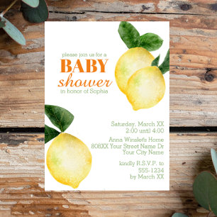 Wasserfarben-Limonen-Baby-Shower Einladung