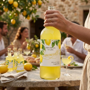 Wasserfarben-Limonen Italienisches Limoncello-Flas Alkoholflaschenetikett