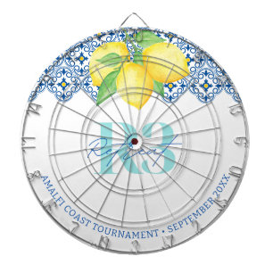 Wasserfarben-Limonen-Mittelmeer-Fliese-Logo Dartscheibe