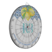 Wasserfarben-Limonen-Mittelmeer-Fliese-Logo Dartscheibe (Vorderseite Links)