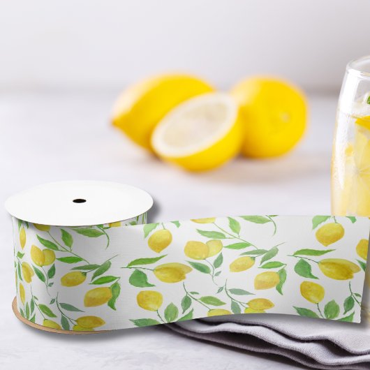 Wasserfarben-Limonen-Muster Satinband