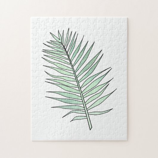Wasserfarben Linie Blätter Niedliche Moderne Kunst Puzzle (Vertikal)