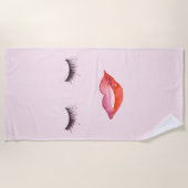 Wasserfarben-Lippen und Augenbrauen Strandtuch (Vorderseite)