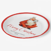 Wasserfarben Lustiger Weihnachtsmann Feiertag Papi Pappteller (Schrägansicht)