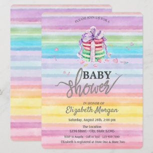 Wasserfarben-Macarons Farbige Streifen Baby-Party Einladung