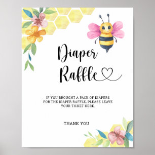 Wasserfarben-Mädchen Hummel Windel-Raffle Poster