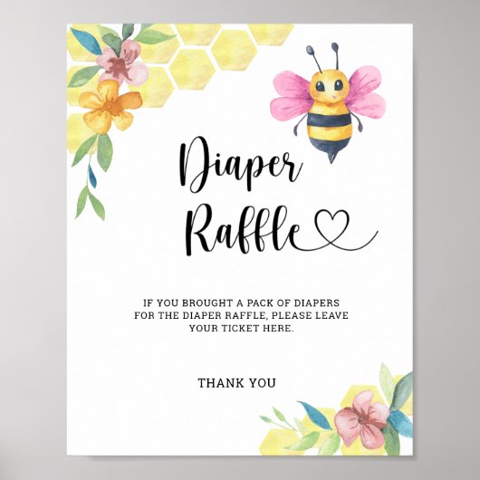Wasserfarben-Mädchen Hummel Windel-Raffle Poster (Vorne)