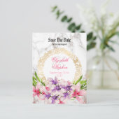 Wasserfarben Magnolien, Imitate Save the Date Marm Ankündigungspostkarte (Stehend Vorderseite)