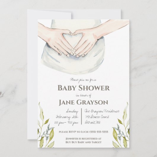 Wasserfarben-Mama-to-be-Geschlecht-Neutral-Babydus Einladung (Vorderseite)