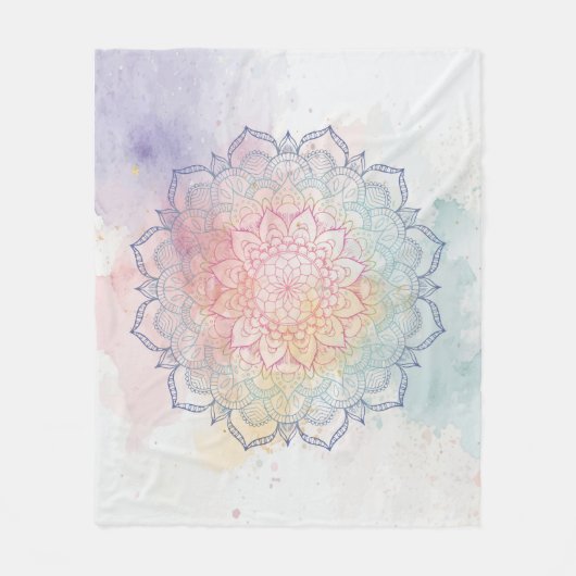 Wasserfarben-Mandala-Wurfdecke Fleecedecke (Vorderseite)