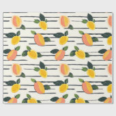 Wasserfarben-Mango-Muster mit grünen Blätter (2) Geschenkpapier (Flach)