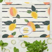 Wasserfarben-Mango-Muster mit grünen Blätter (2) Geschirrtuch (Gefaltet)