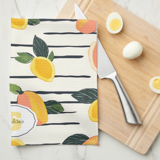 Wasserfarben-Mango-Muster mit grünen Blätter (2) Geschirrtuch (Viertel Falte)